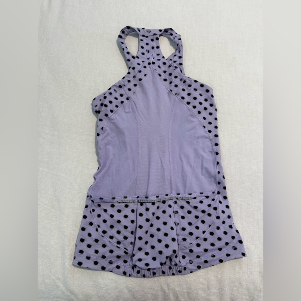 EUC Lululemon Velo Vixen High Neck Tank High Noon Lilac Black Dot 6 - Picture 6 of 8